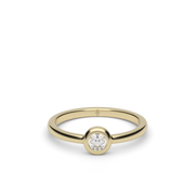 Yellow Gold Round Shape Diamond Solo Ring/Band With Bezel Setting